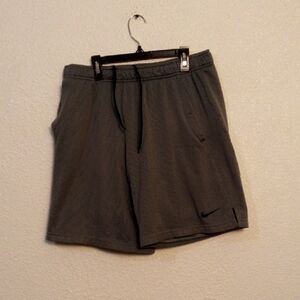 Nike Men's Dark Gray Athletic Mesh Shorts with Black Swoosh